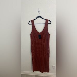 NWT-SWNY- Burnt orange crochet knit midi dress- Size XL